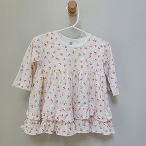 Margery Ellen Baby Tiered White with Pink Flower Dress, size 12-18 months